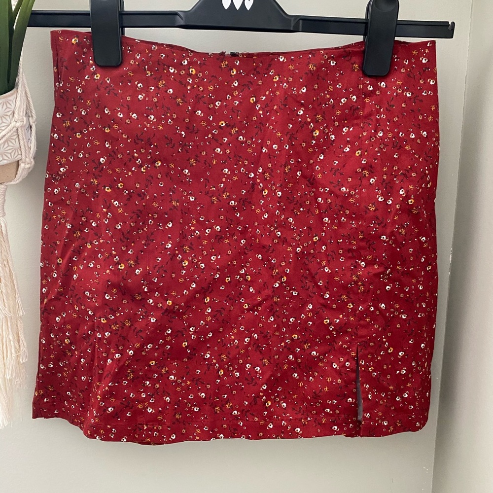 Cute red floral skirt